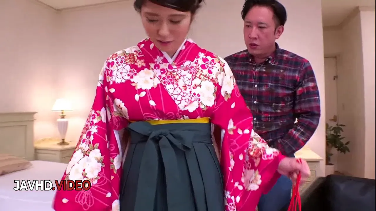 Asian Ema Kato in kimono masturbates with toy before getting fucked