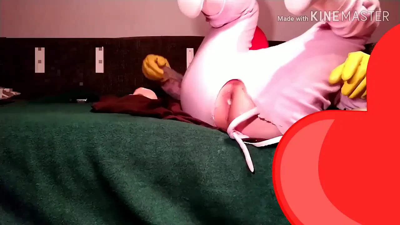 Blacklight cosplay solo masturbation with a huge dildo