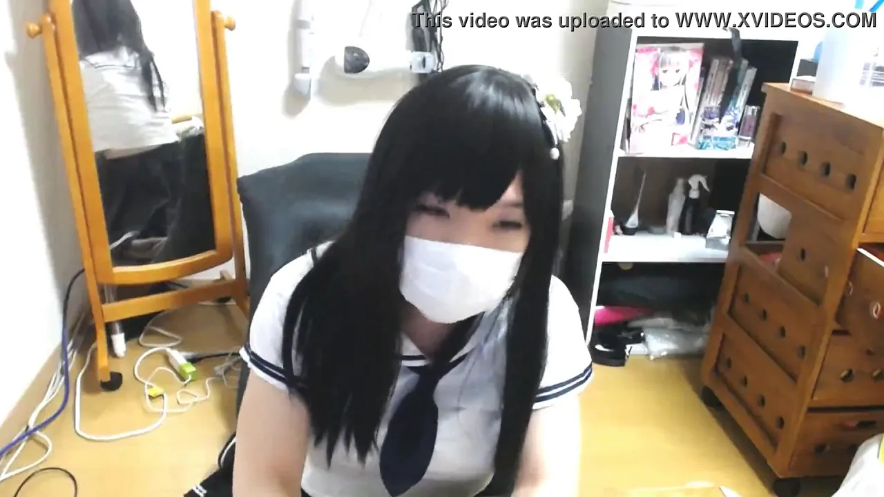 Crossdresser Riku masturbates and cums on camera