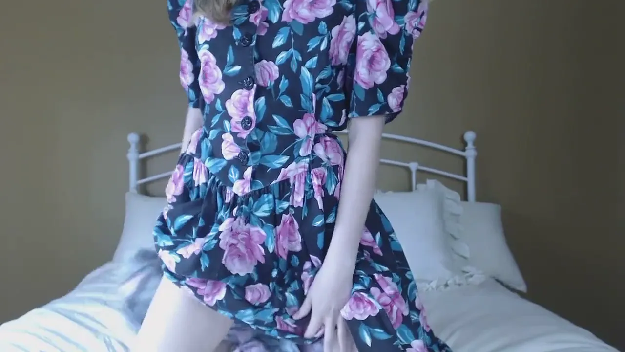 Beautiful blonde princess with huge tits shows her little pink pussy and rubs it!