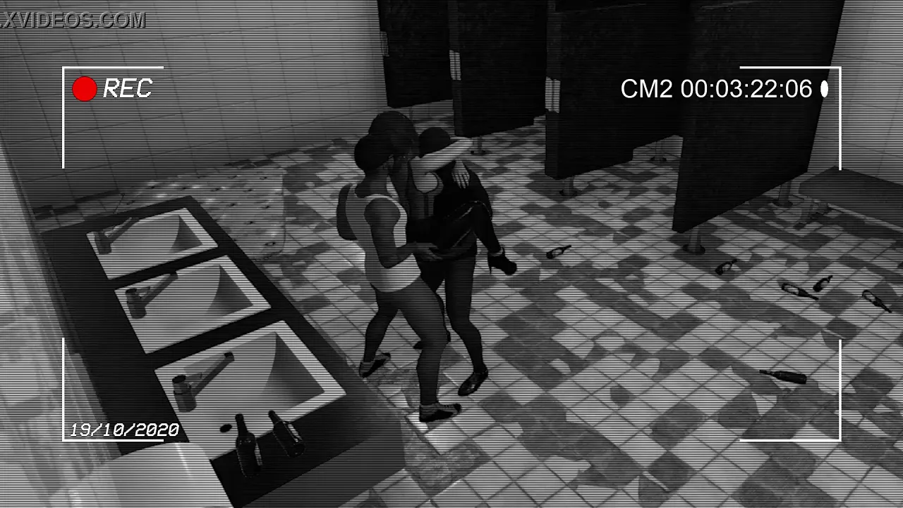Threesome in a public bathroom with black men giving anal and oral