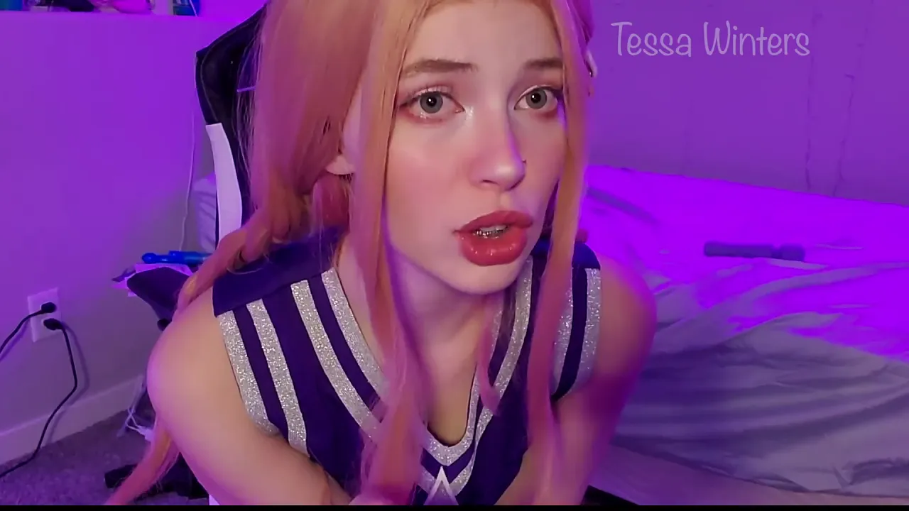 Tessa Winters masturbates with double penetration in a solo cheerleader scene