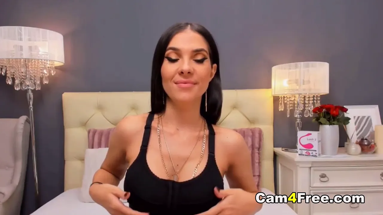 European brunette amateur girl masturbates in lingerie on webcam