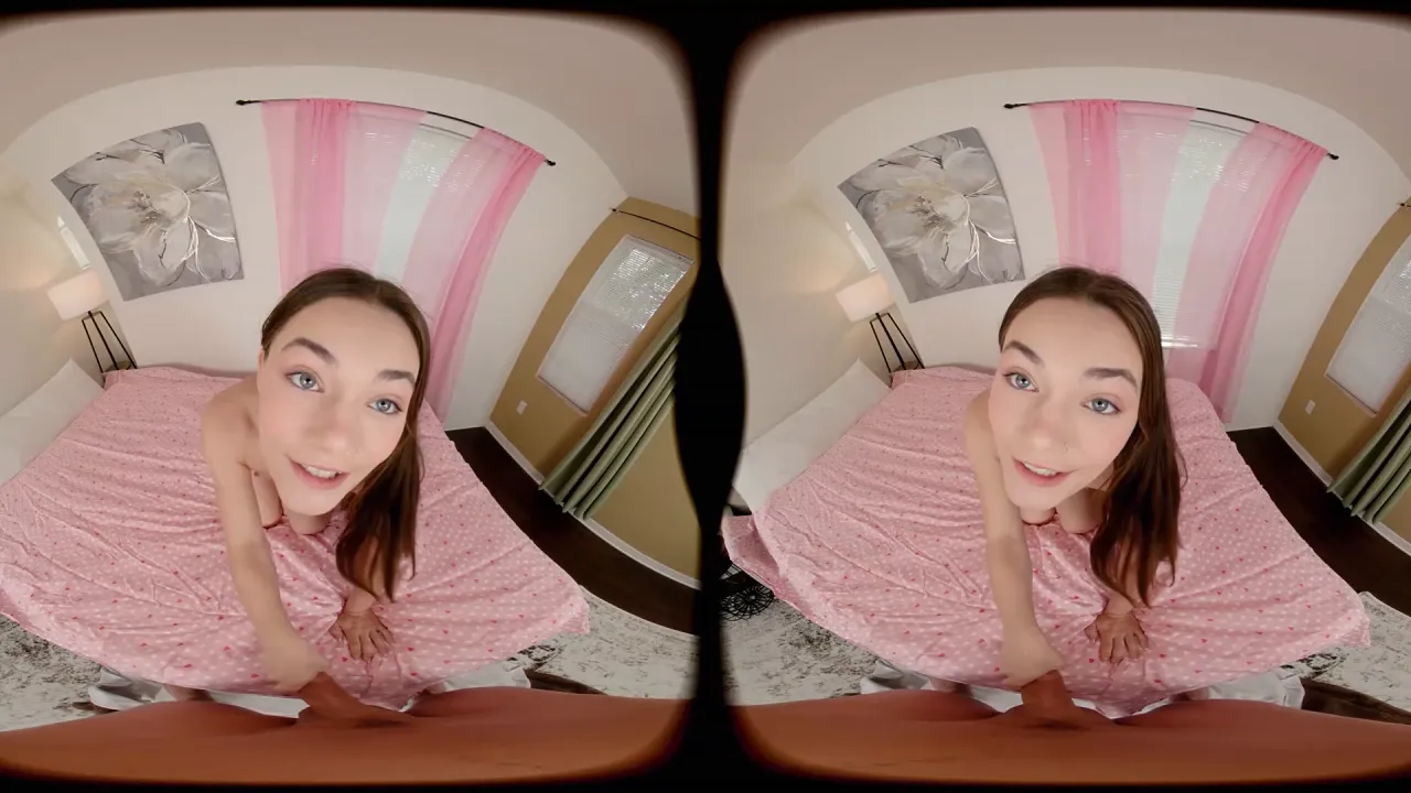 Virtual reality POV video shows Juniper Ren and Nicky Rebel having sex with a college