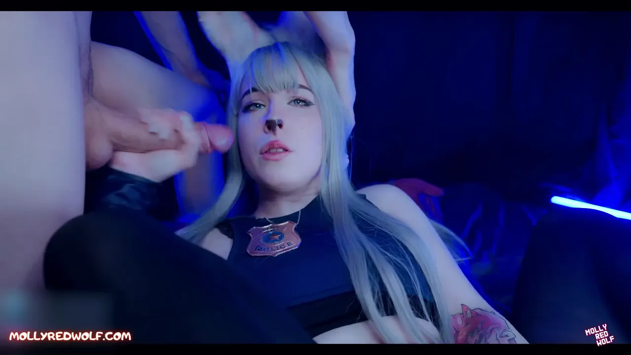 Blonde in bunny costume fucked doggystyle and creampied