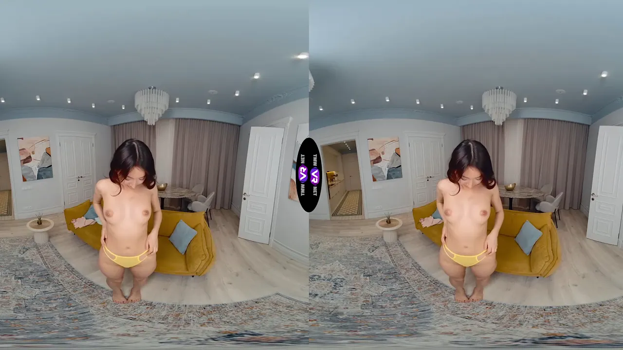 Ashly Rabbit teases and fingers her juicy pussy to orgasm in a solo VR video
