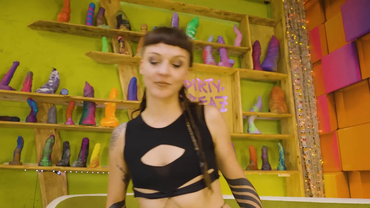 Tattooed Anuskatzz masturbates and gets stuffed by the wall in her solo video