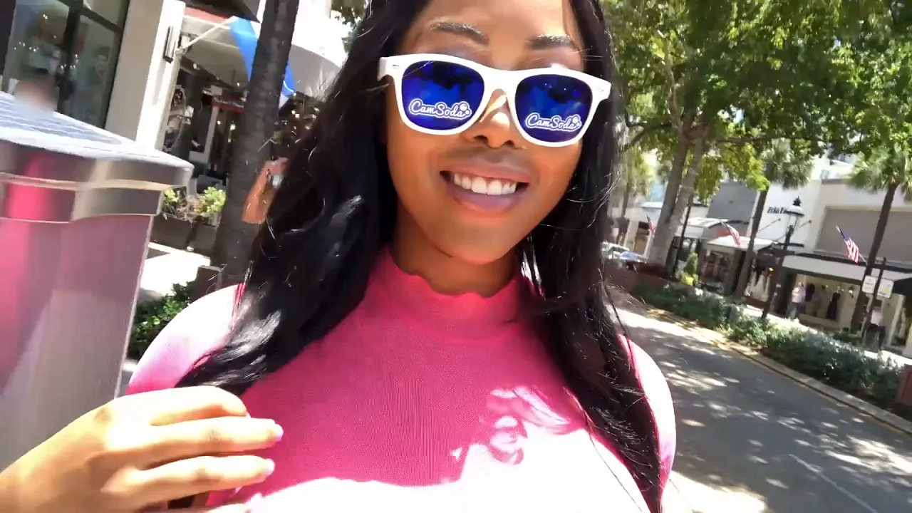 Moriah Mills shows off her big ass and tits in public while oiling up