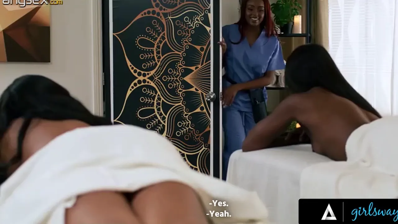 Lesbian massage leads to threesome anal and vaginal sex