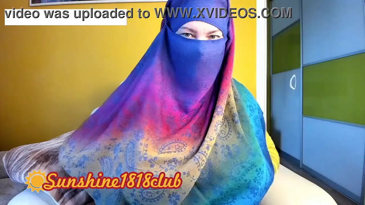 Muslim Arab girl in hijab shows her big tits on webcam
