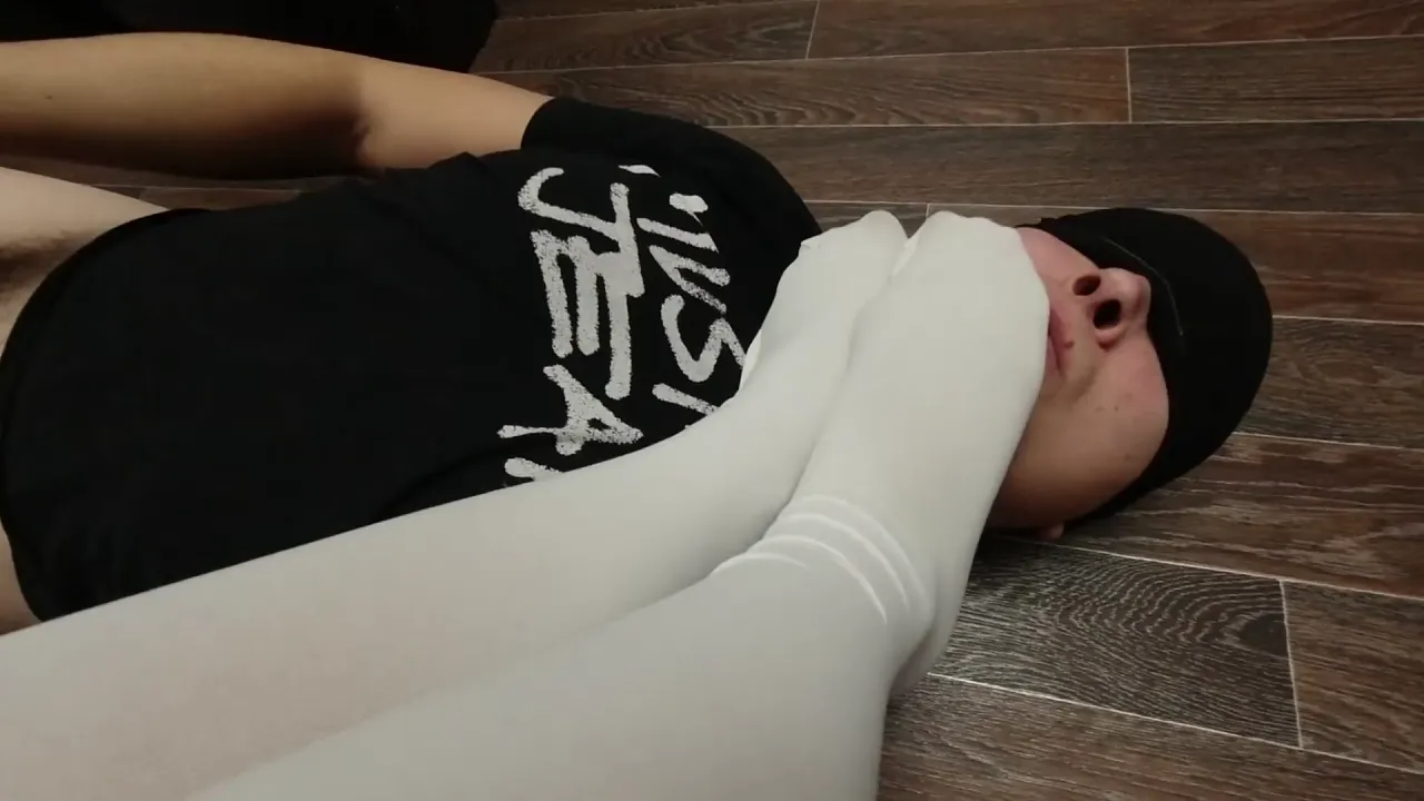 Solo female masturbates her feet and penis fetish in white socks