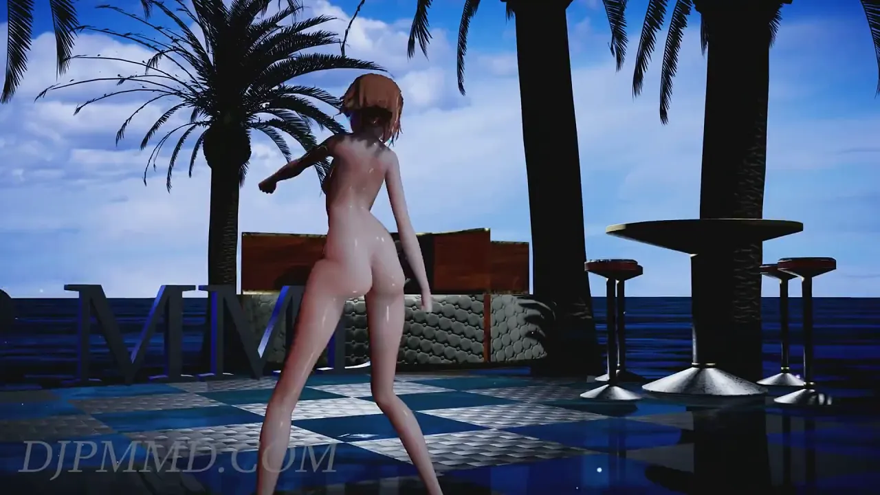 Korean cartoon babe with big tits in a solo scene