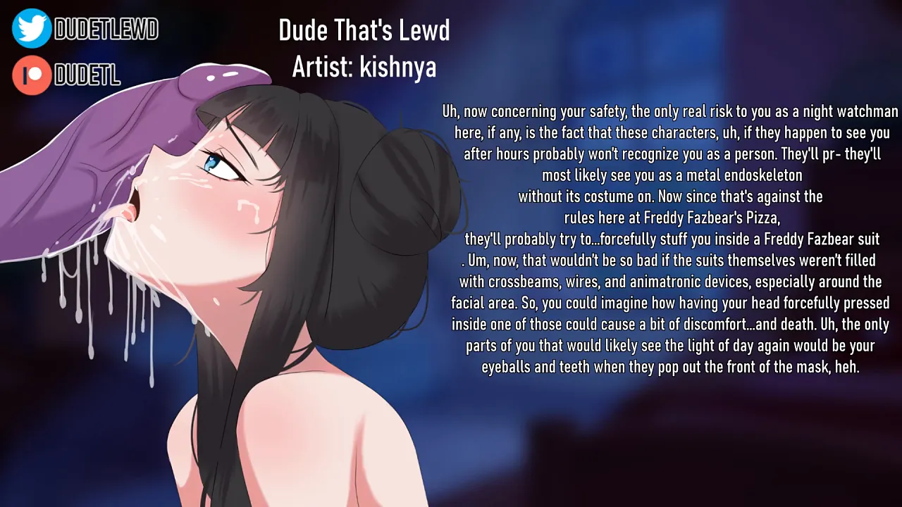Solo female smokes and uses a monster dildo while reading FNAF Phone Guy intro
