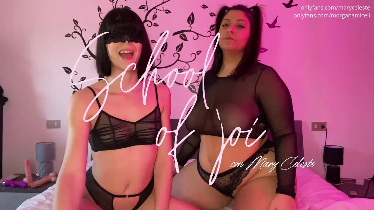 Mary Celeste teaches Morgana Miceli how to jerk off and cums on her big tits