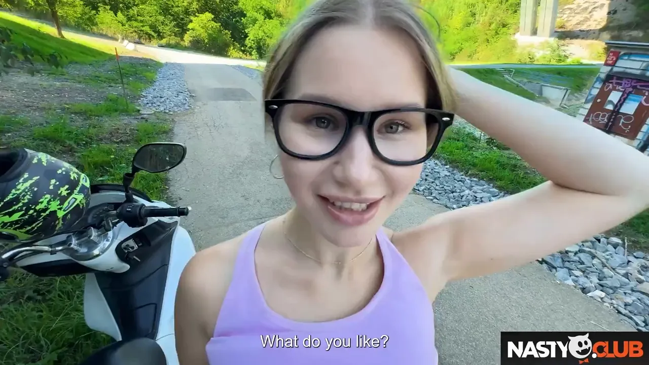 Amalia Davis shows off her perfect ass and toy to a biker in public