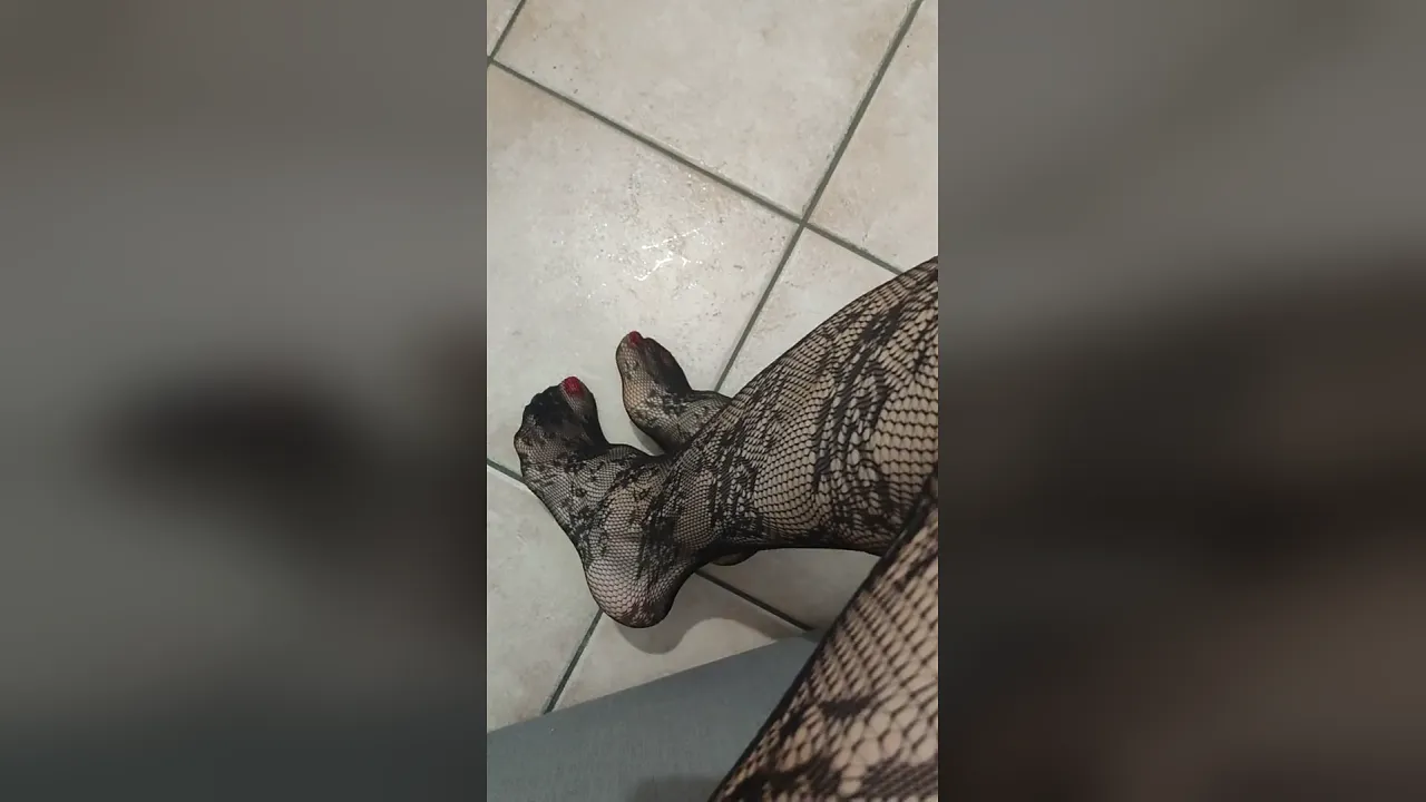 Italian celebrity solo webcam video showing her sexy lace stockings