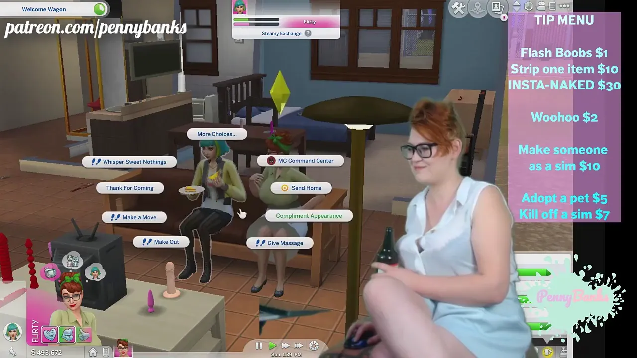 BBW webcam model Penny Banks plays sexy Sims 4 mods solo