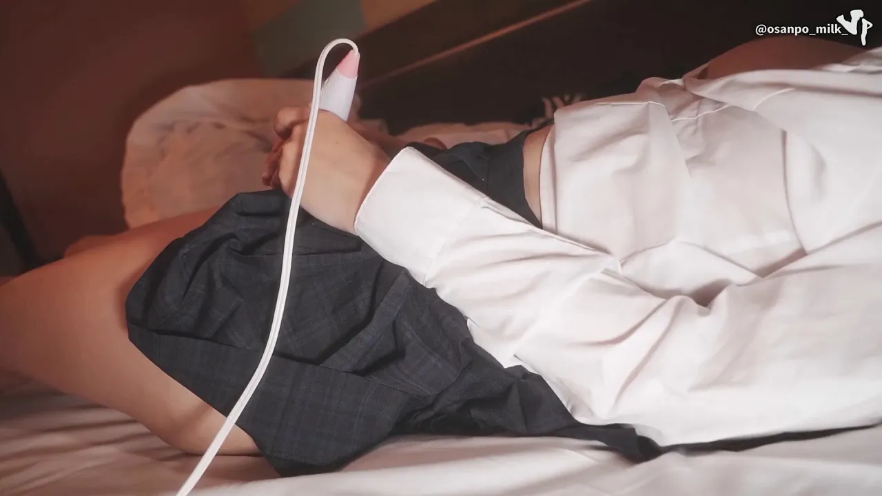 Osanpo Milk JP uses a vibrator on her clit for intense masturbation in POV