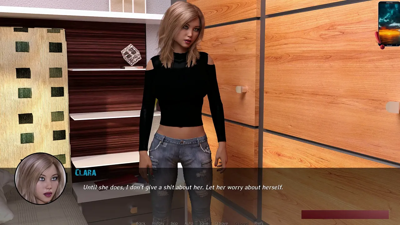 Jennifer masturbates in the shower after seeing John in a 3D anime visual novel