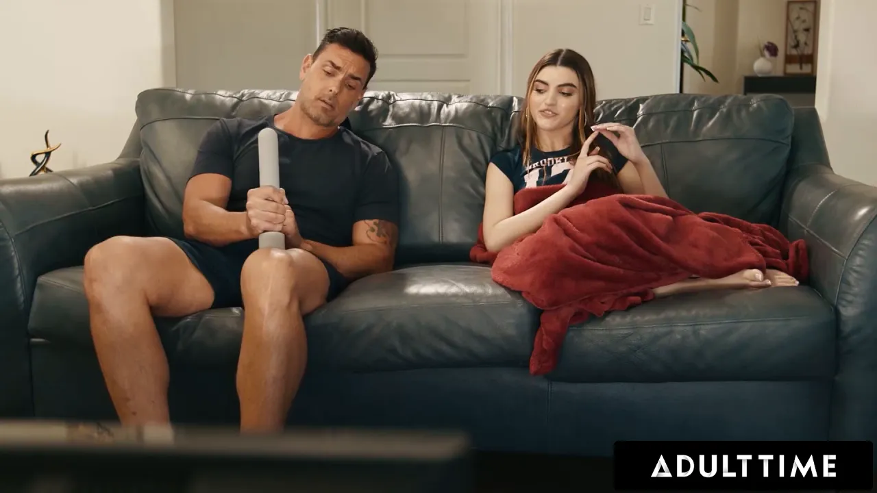 Brunette babe Julia James accidentally squirts on stepdad while using toys during