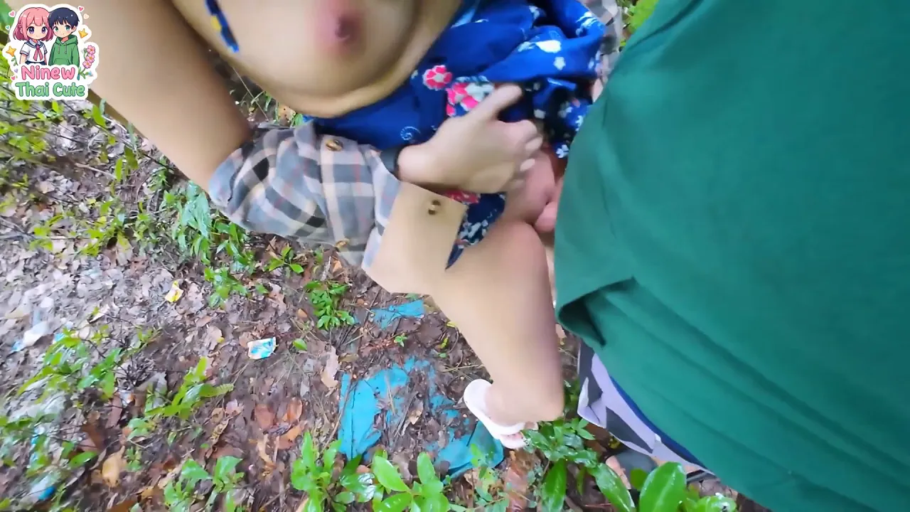 Ninew Thai Cute masturbates to orgasm in a forest
