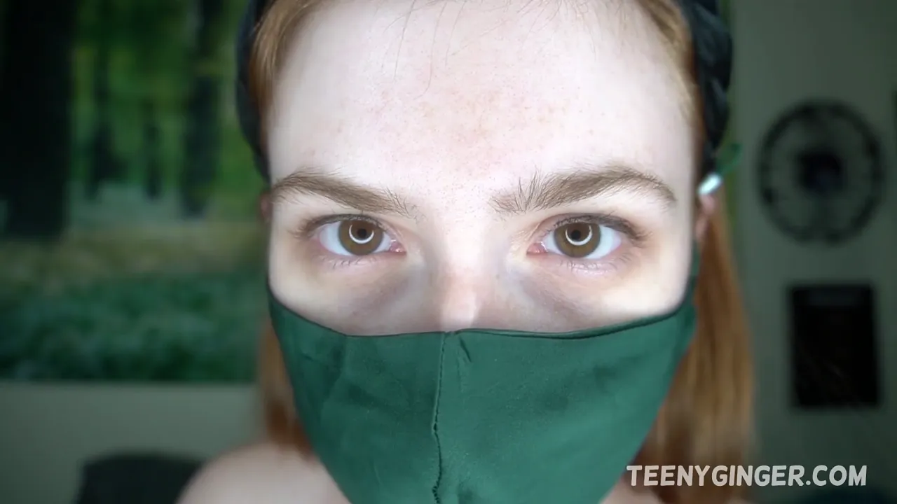 Teenyginger ginger masturbates to orgasm while giving jerk off instructions