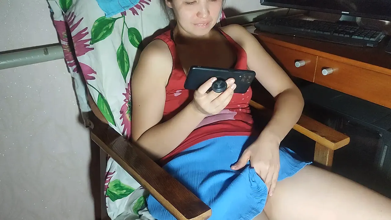 Alena Coq watches porn and masturbates solo at night