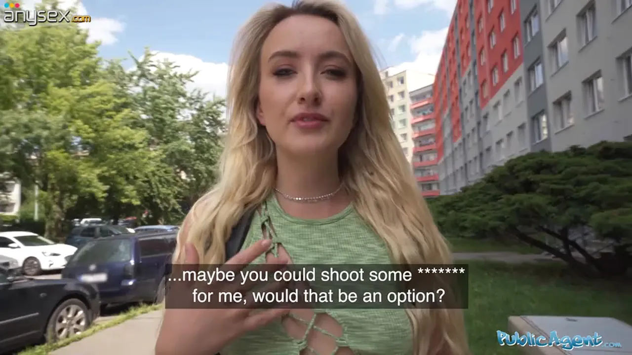 Blonde with small tits asks stranger for POV blowjob and sex