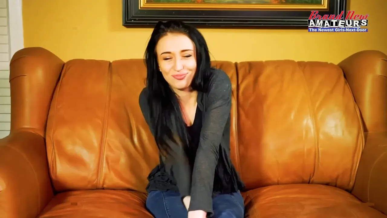 Brunette coed Olyssia uses toys to pleasure herself, then swallows