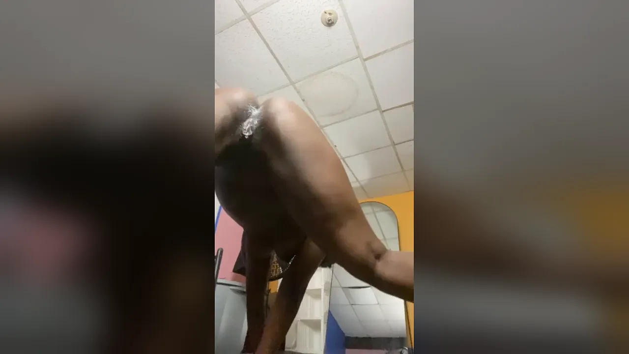 Ebony solo masturbation with big dildo and vibrator