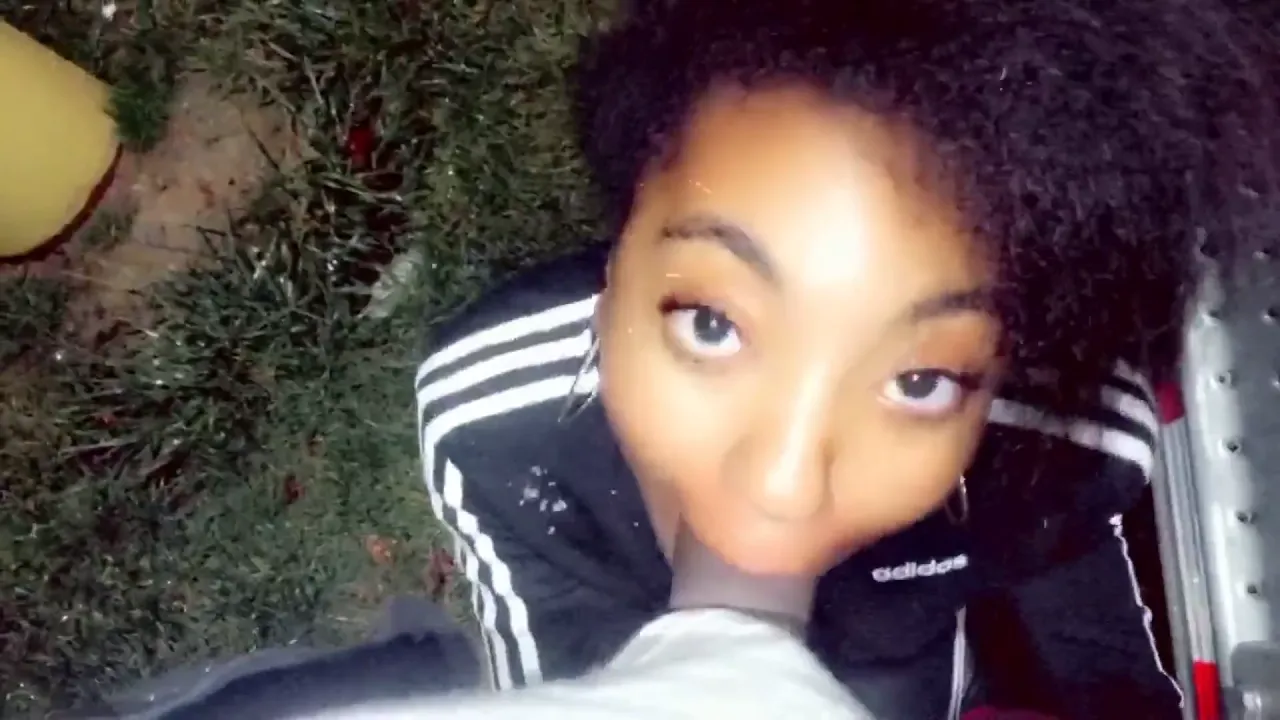 Ebony webcam model Str8rich sucks college boy's hard dick and swallows his cum