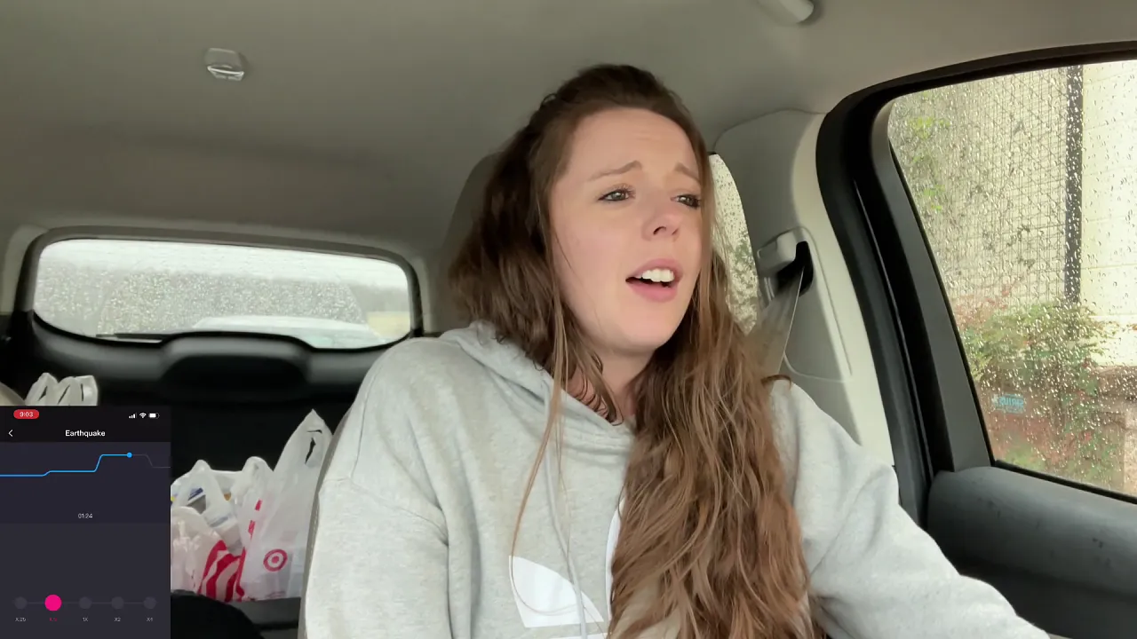 Brunette babe uses vibrator in public Target and Starbucks drive-thru