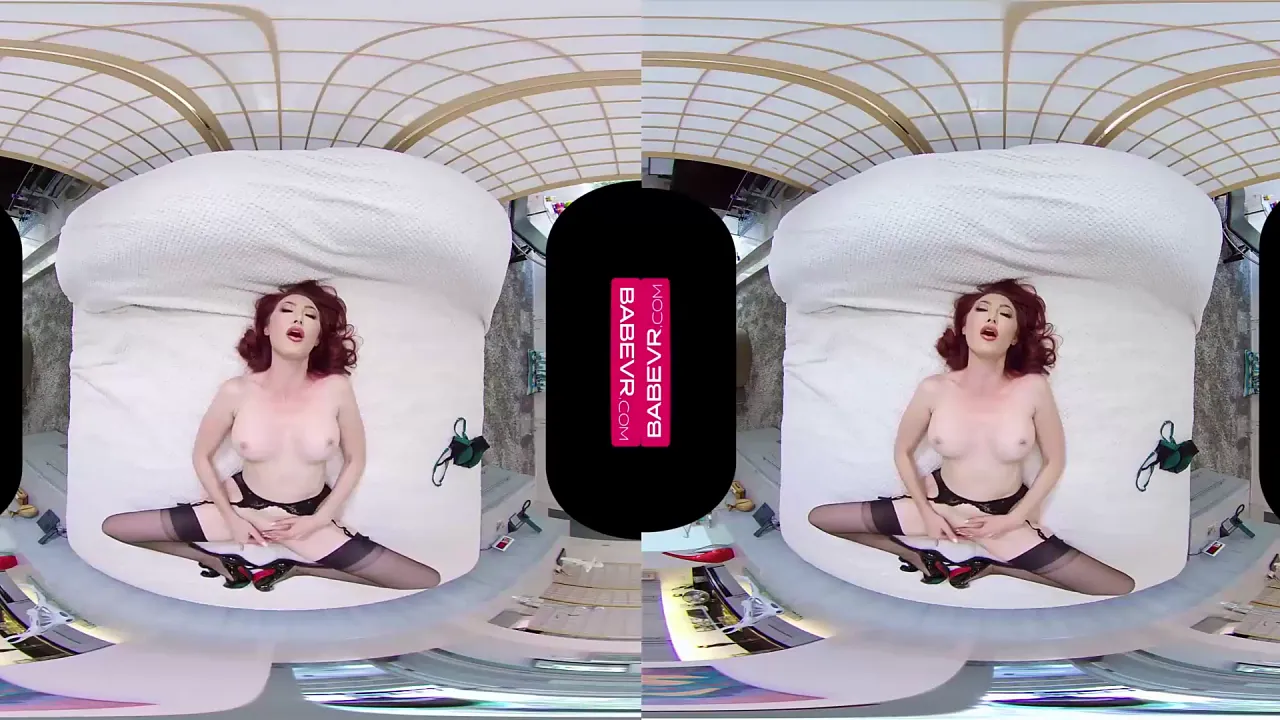 Kendra James seductively masturbates with big fake tits and toys in solo VR video