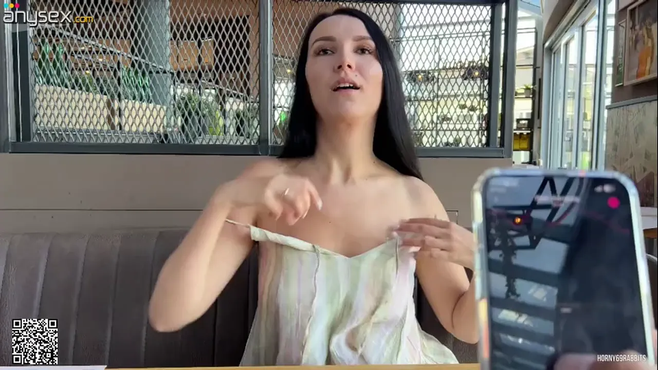 German girlfriend uses Lovense vibrator in public places and swallows cum