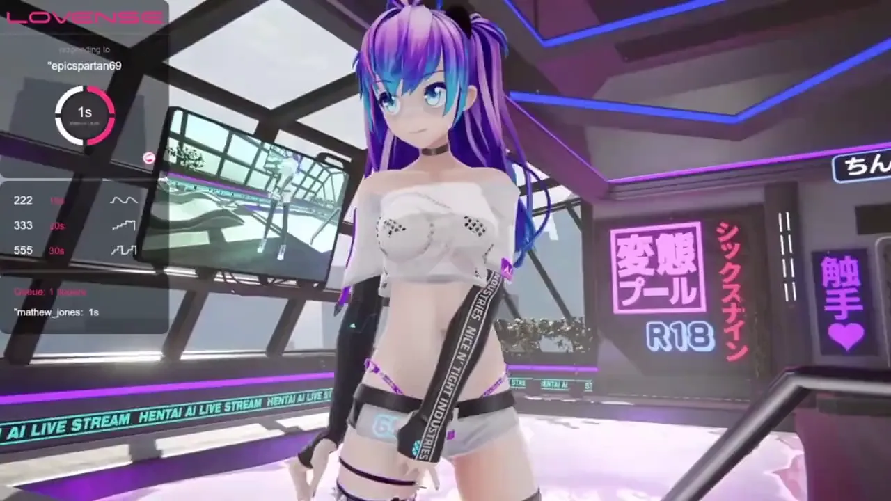 Solo babe masturbates with toys on webcam while a raging cartoon Neko watches