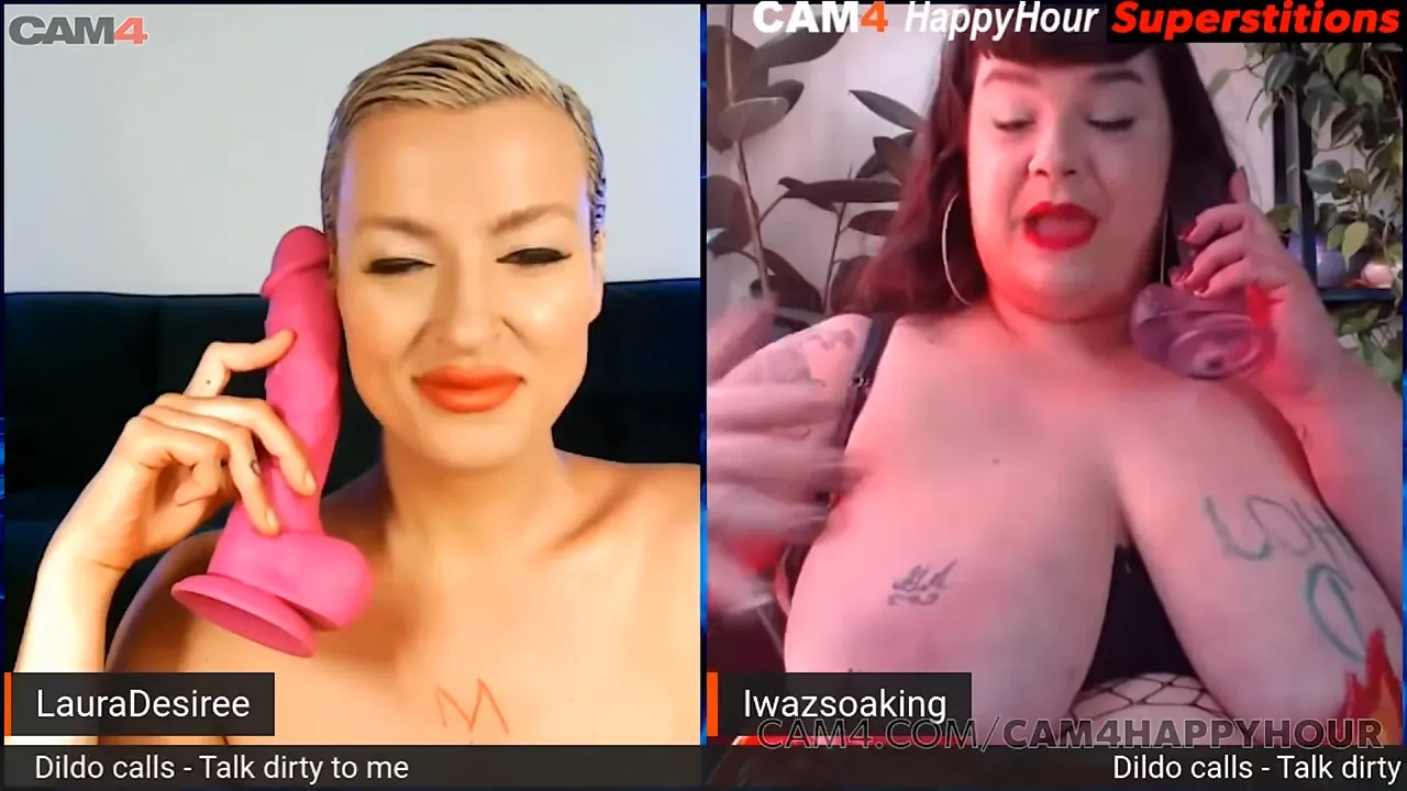 Cam babe with big tits and ass teases a huge cock in a fetish group show