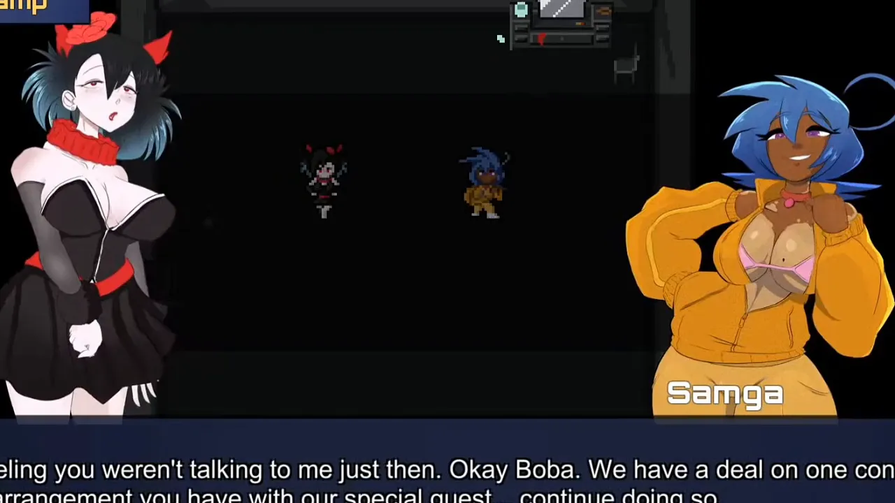 Demon girl Boba gets fingered by Samga while using a vibrator in ecchi anime hentai game