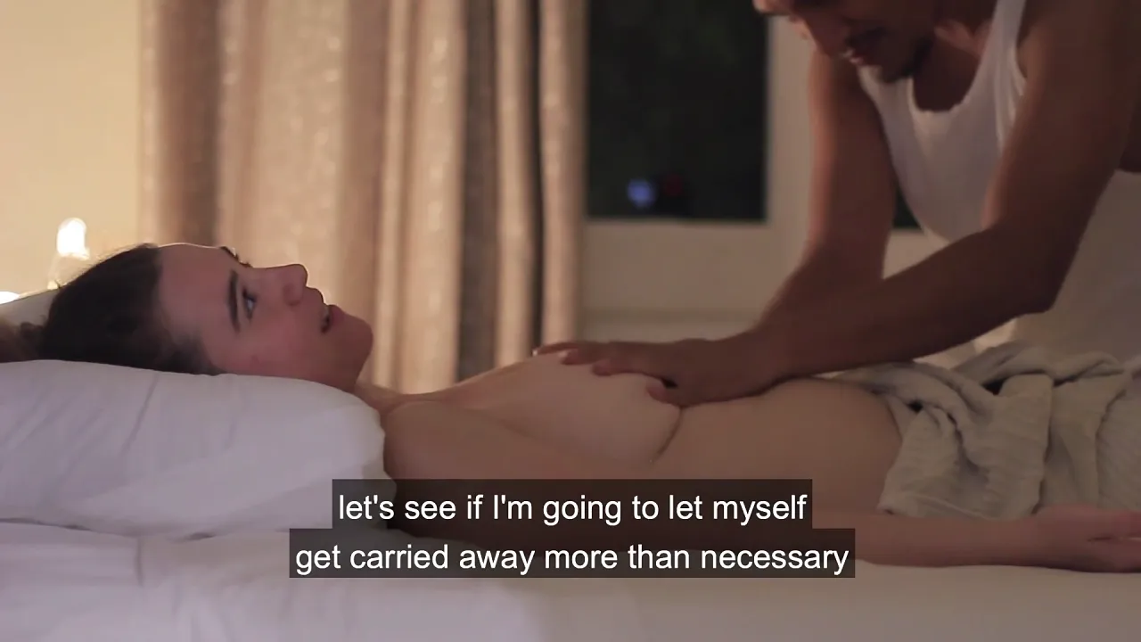 Verashia gives surprise massage leading to interracial blowjob, masturbation and orgasm