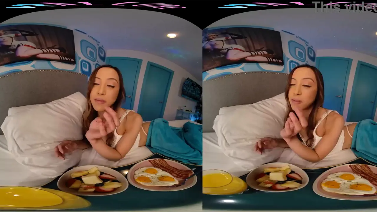VrAllure brunette fingers and masturbates to orgasm in solo VR video