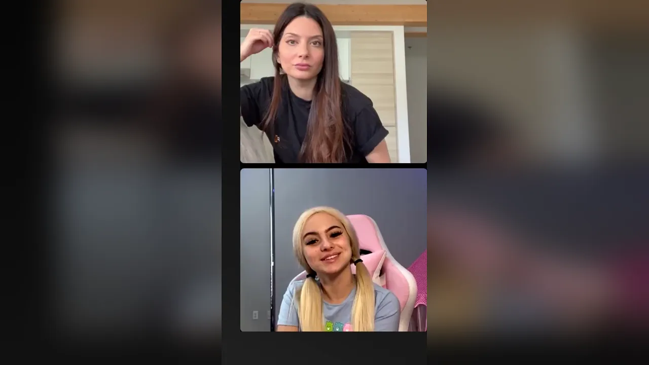 Blonde Aria and brunette Aria Banks have webcam fetish sex