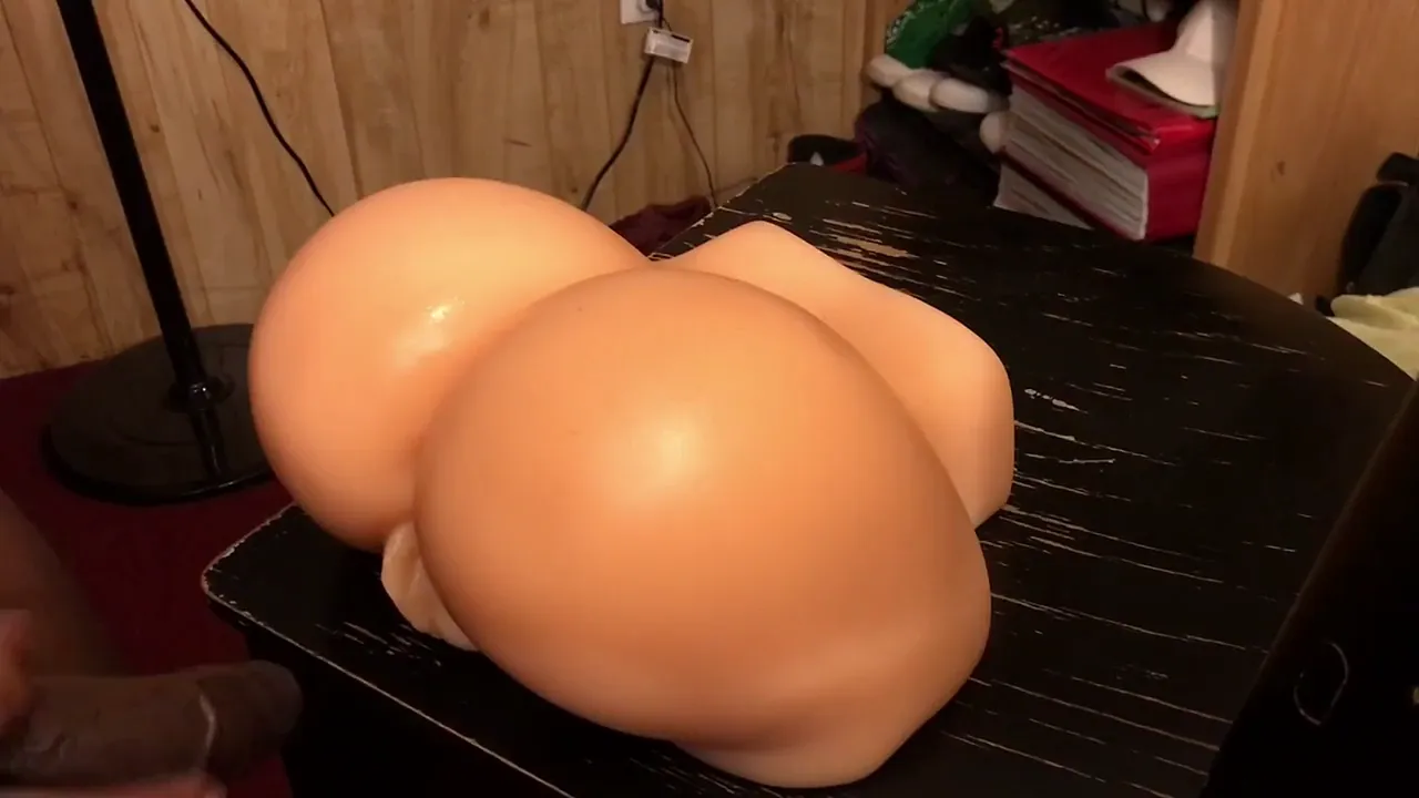 Girl masturbates her sex toy vagina until she cums all over it