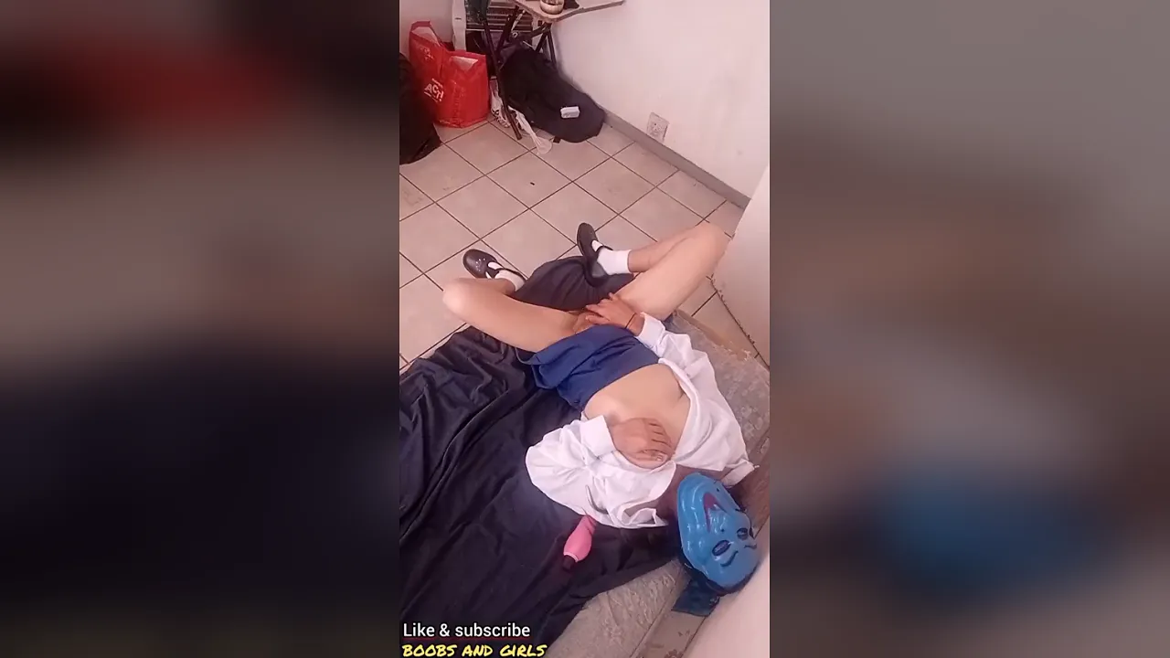 Monique123 strips out of her school uniform, then masturbates solo using a vibrator