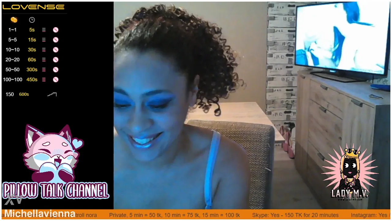 Brunette Latina Michella Vienna spies on herself watching porn solo