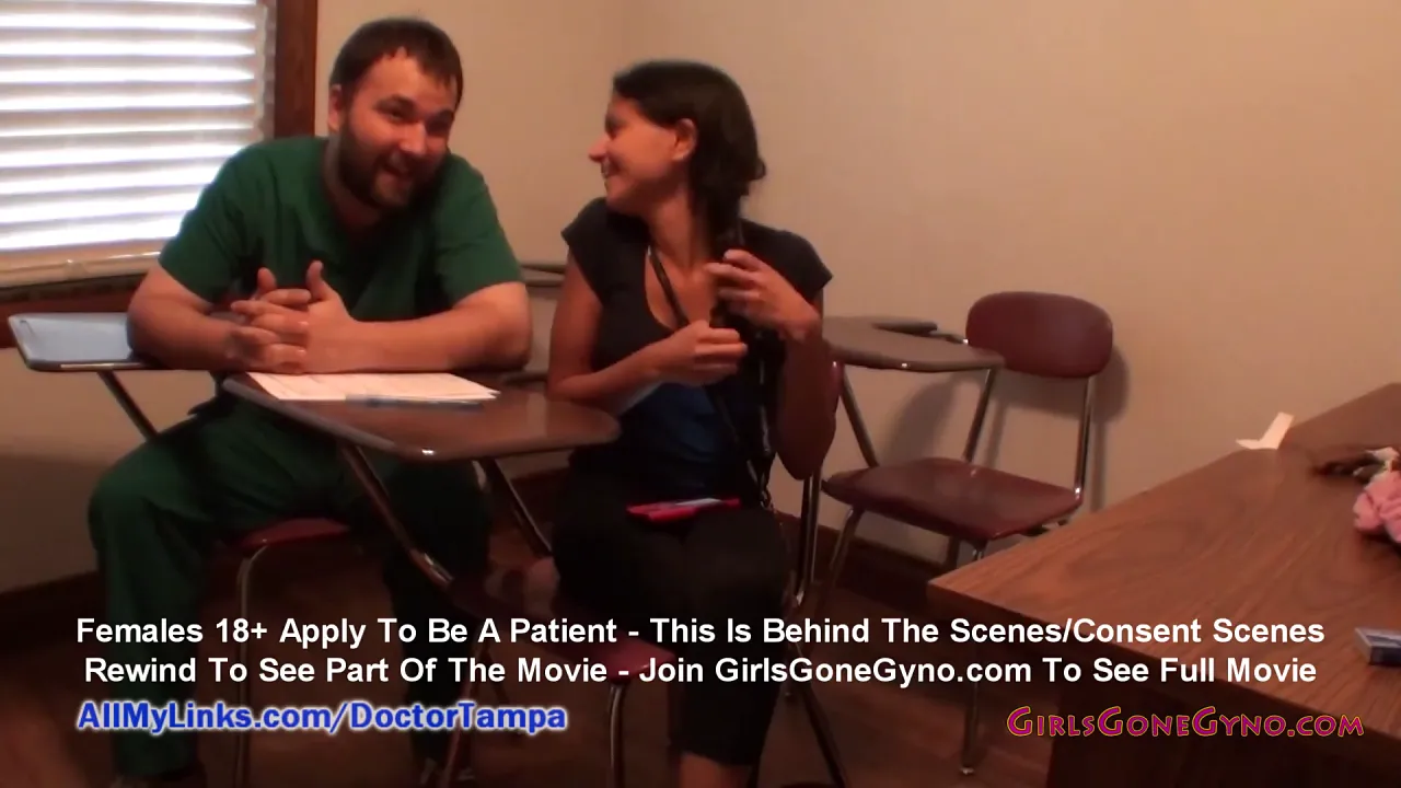 Yesenia Sparkles gets a gynecologist exam from a doctor in surgical gloves