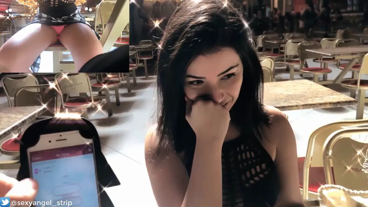 Emanuelly Raquel uses vibrating panties to get off in public restaurant
