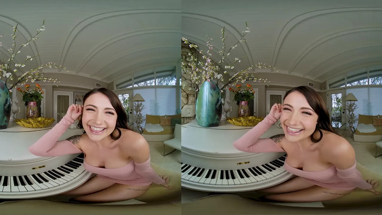 Adria Rae seduces her piano tutor for a hardcore fuck session