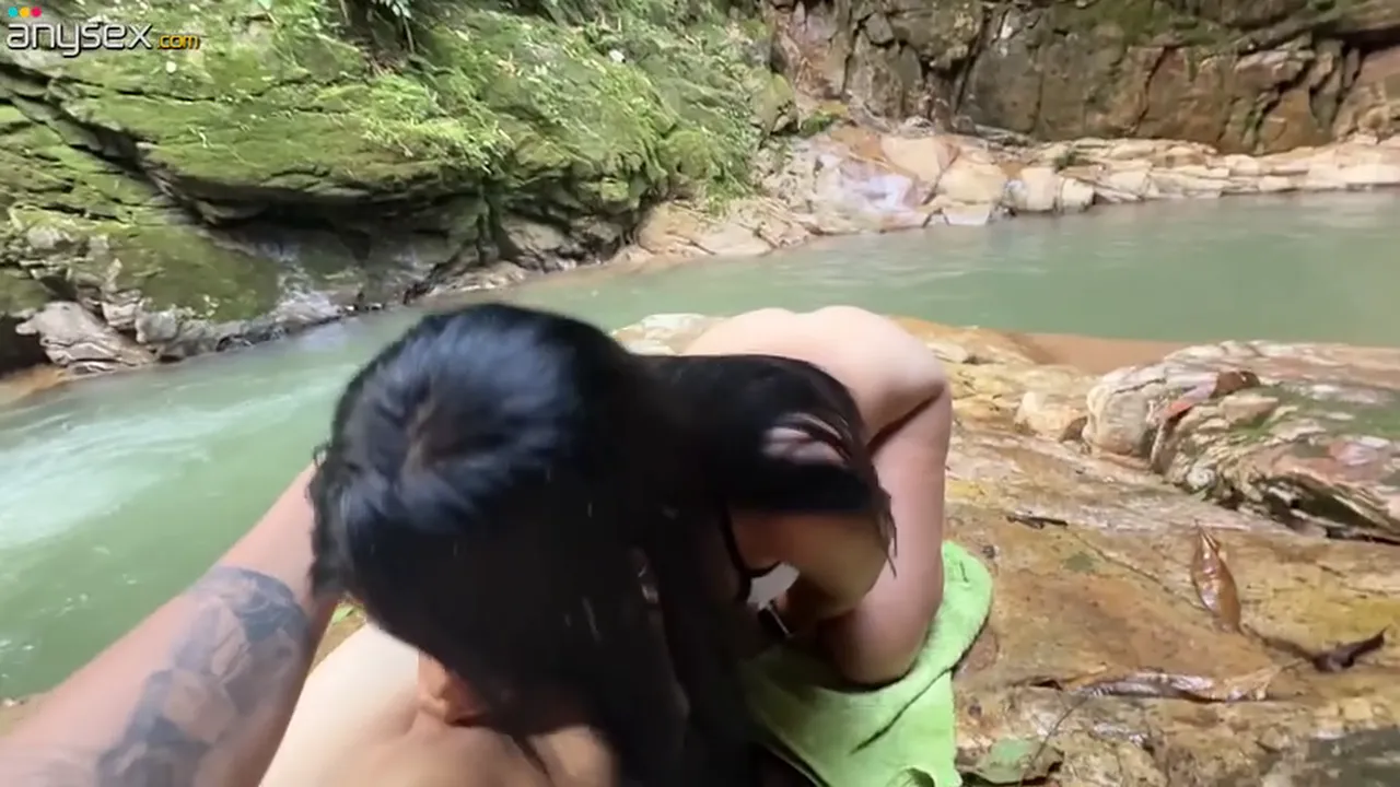 Latinas petite brunette masturbates and sucks her boyfriend in POV outdoor public sex