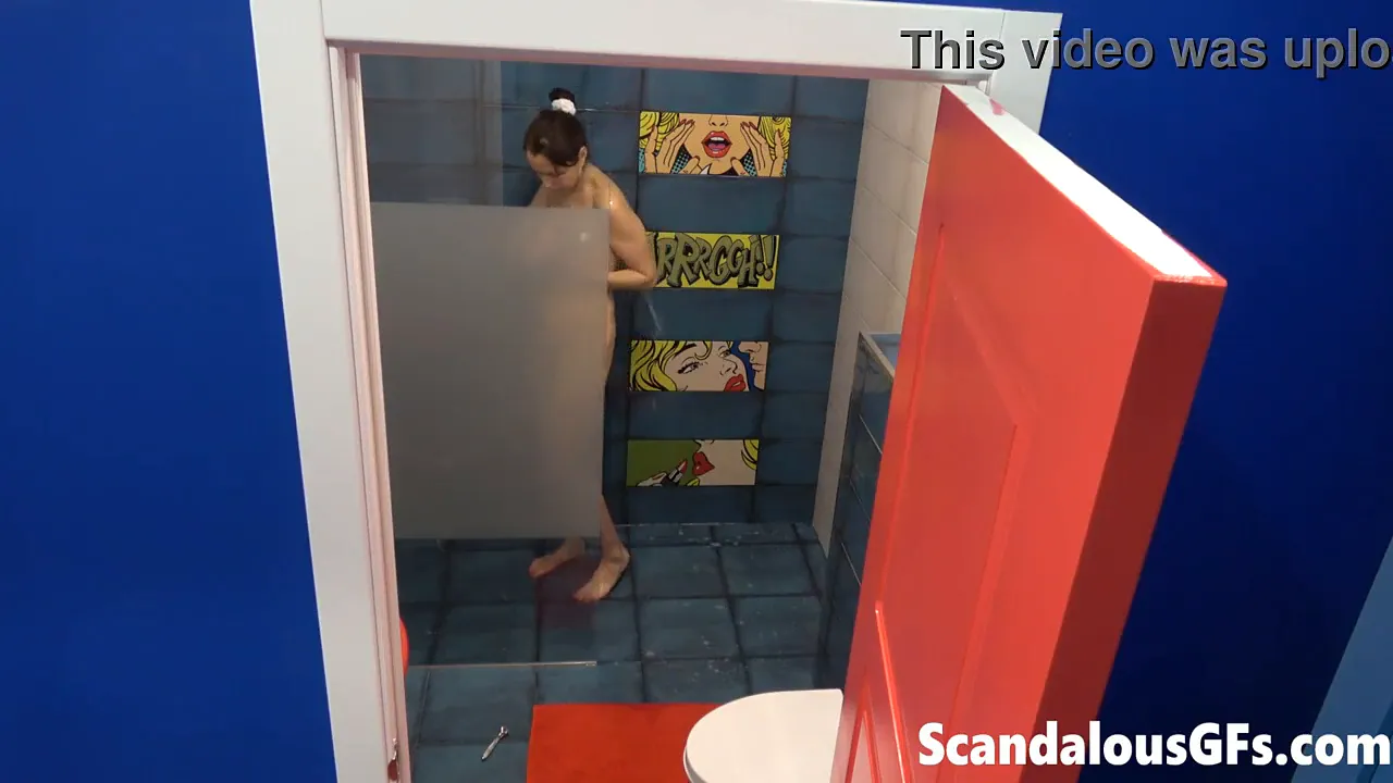 Brunette Sweet Lady strips and showers in the office while her girlfriend cheats