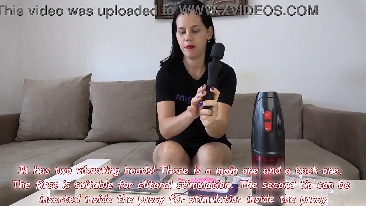 Cute brunette MILF unboxes and uses a vibrator solo