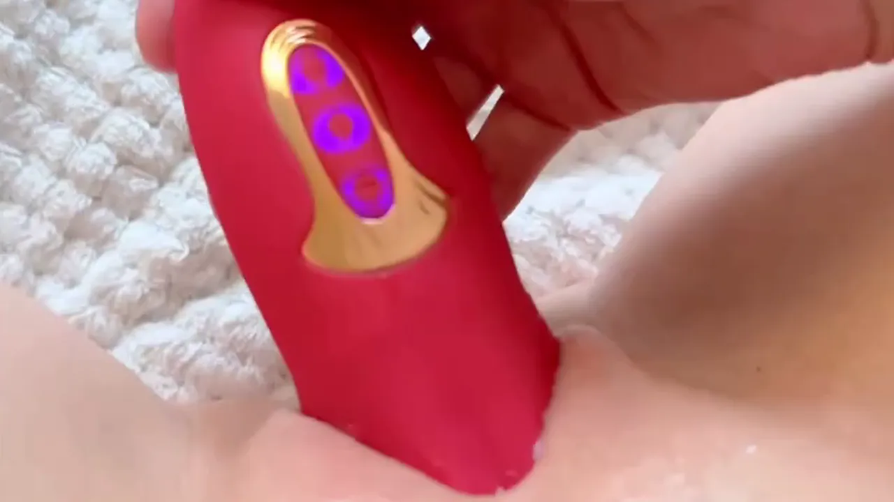 Solo woman films herself using a toy to masturbate in female POV